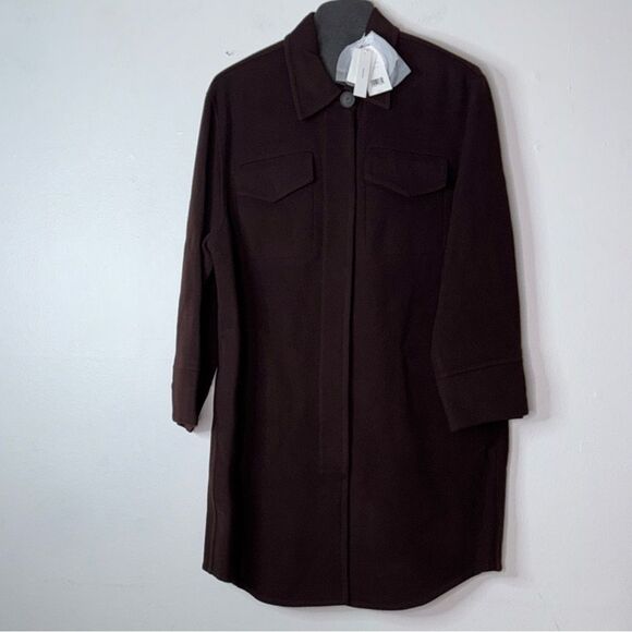 Vince Plus Double Pocket Wool Blend Coat in Hickory Size 1X - Picture 3 of 9